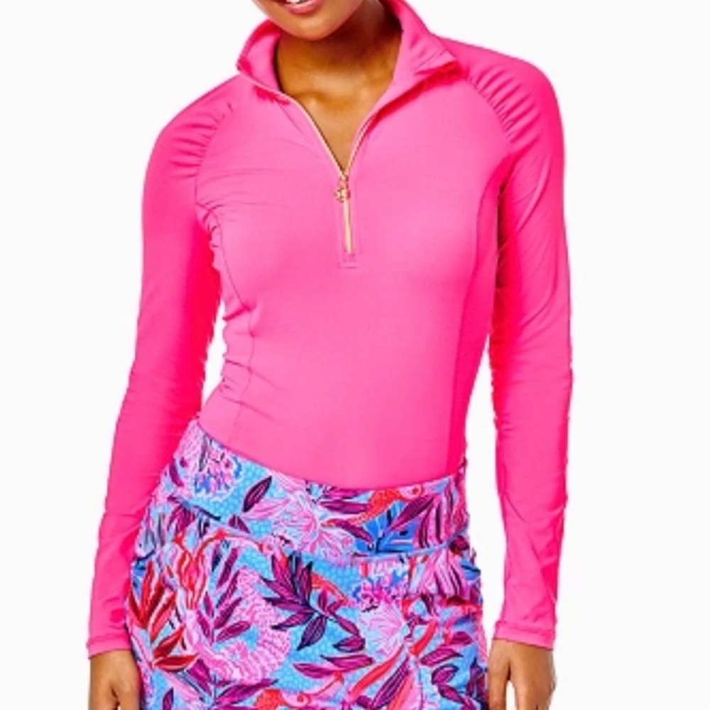 Lilly Pulitzer Luxletic Semana Skort Ruby Red Wild Times UPF 50+ Medium